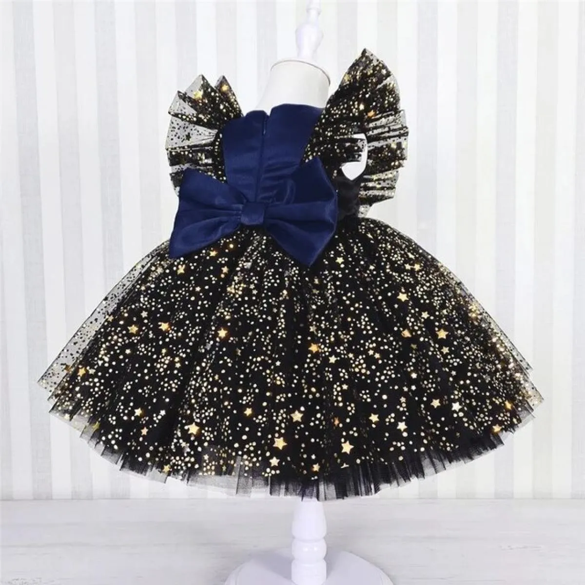 12 m Tutu di compleanno per bambini Abito per ragazza Cigno nero Abito con perline Neonato Mercoledì Carnevale Principessa Cotum