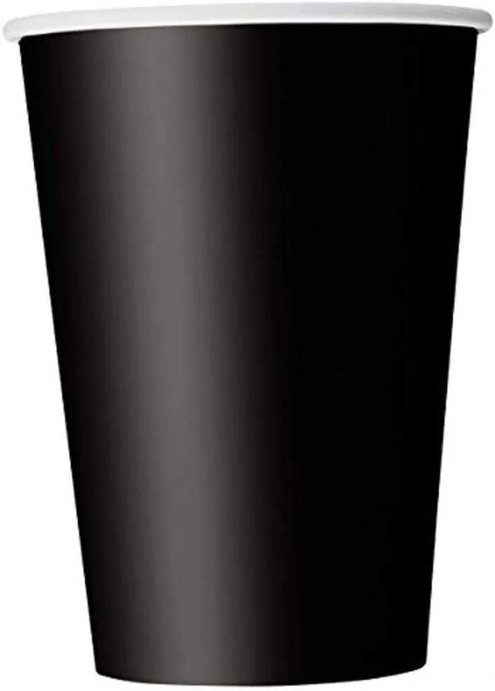 14 bicchieri di carta - nero profondo tinta unita 250 ml