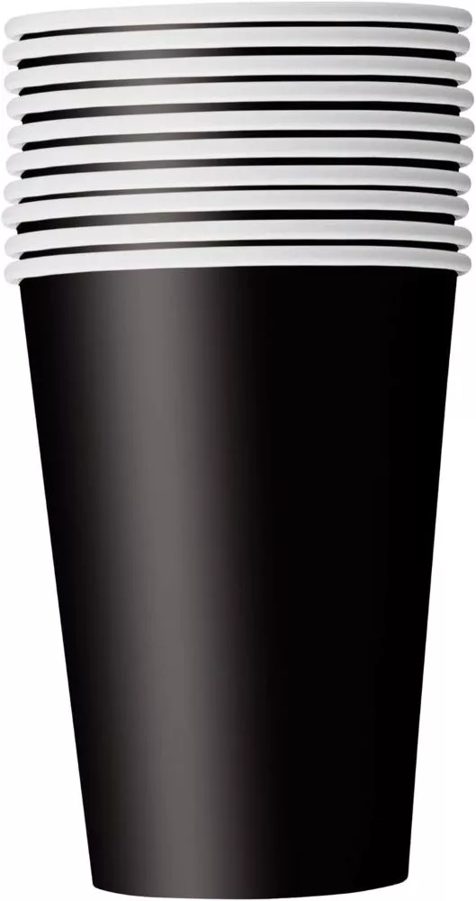 14 bicchieri di carta - nero profondo tinta unita 250 ml