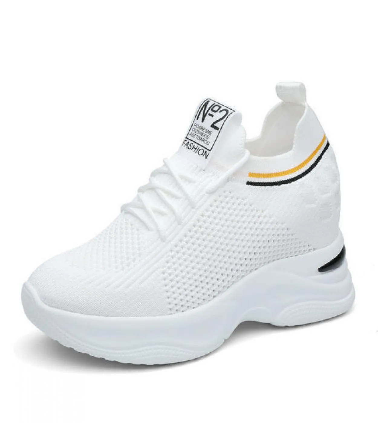 2022 Nuove scarpe da ginnastica da donna Autunno Maglia traspirante Moda Scarpe bianche Piattaforma con zeppa femminile Scarpe v