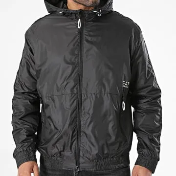 3DPB16-PN5ZZ Giacca con cappuccio e zip a righe, nero