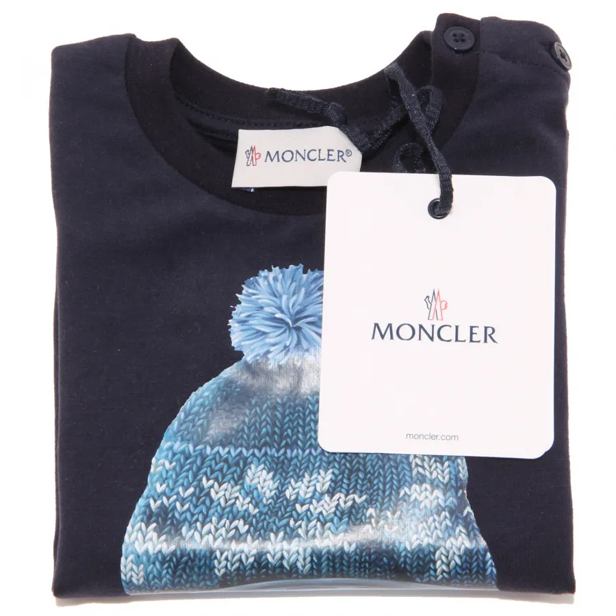 4113O maglia blu bimbo bimba MONCLER cotone manica lunga maglie t-shirts kids