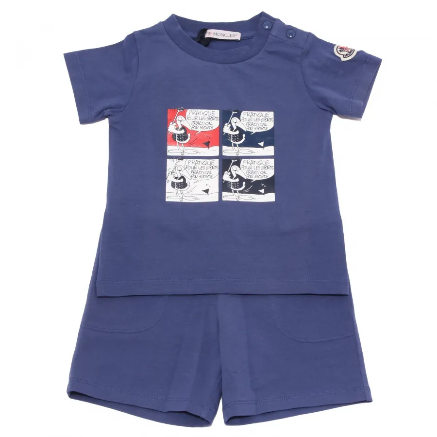 4435X completo bimbo MONCLER boy maglia + short blue t-shirt short