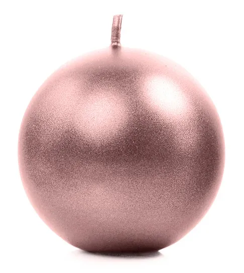 6 candele a sfera rosa dorato 8 cm