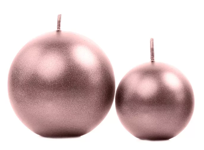 6 candele a sfera rosa dorato 8 cm