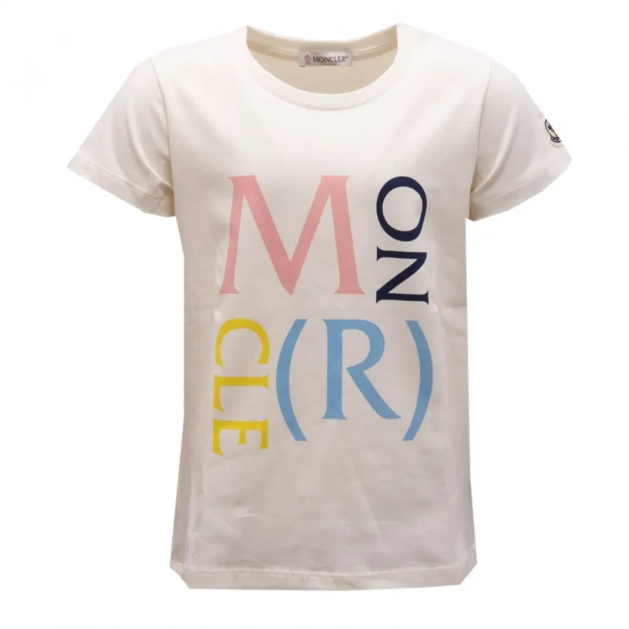 8276AH maglia bimba girl MONCLER off white printed cotton t-shirt