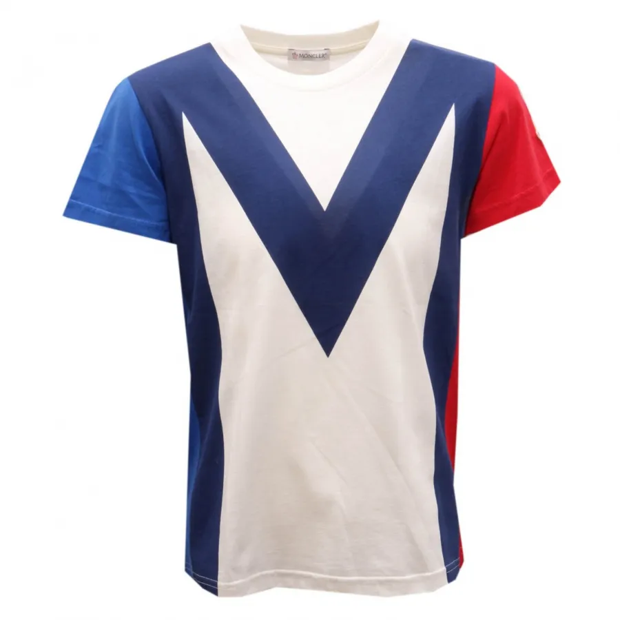 8306AH maglia bimbo boy MONCLER off white printed cotton t-shirt