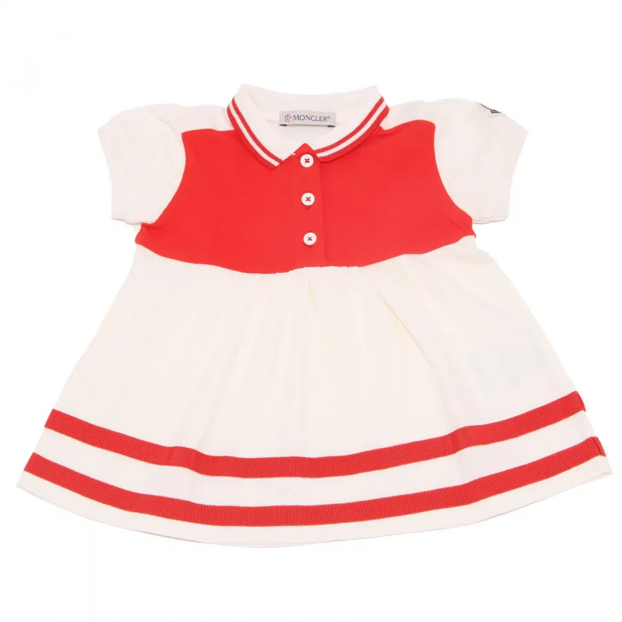 9076AA abito bimba GIRL MONCLER vestito cotton white/red dress