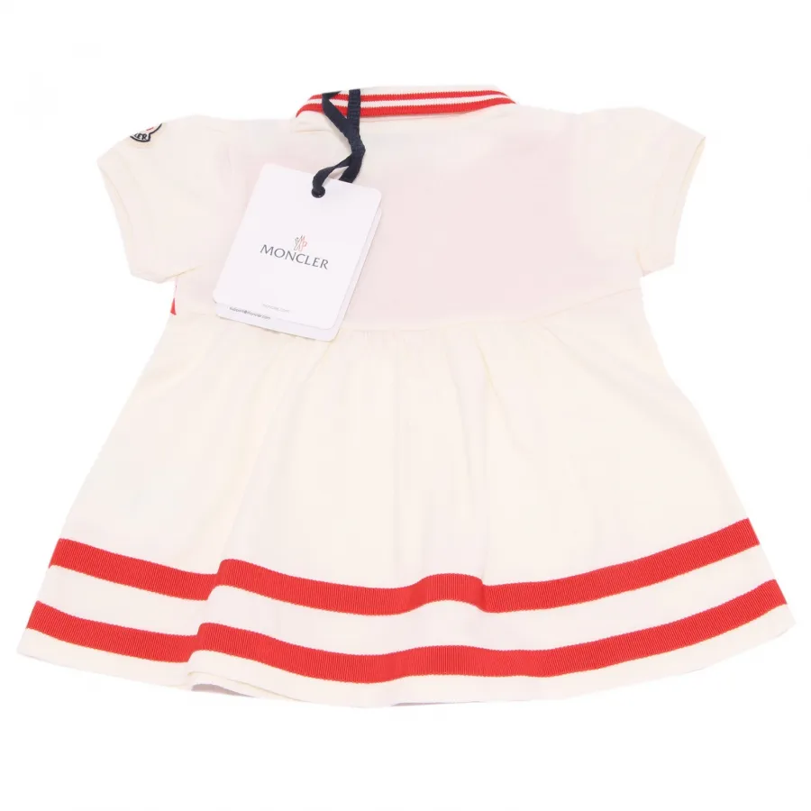 9076AA abito bimba GIRL MONCLER vestito cotton white/red dress