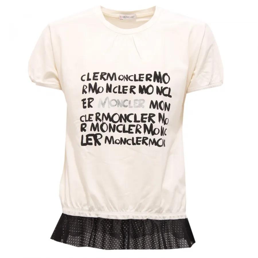 9147AA maglia bimba GIRL MONCLER white forata perforated bottom t-shirt