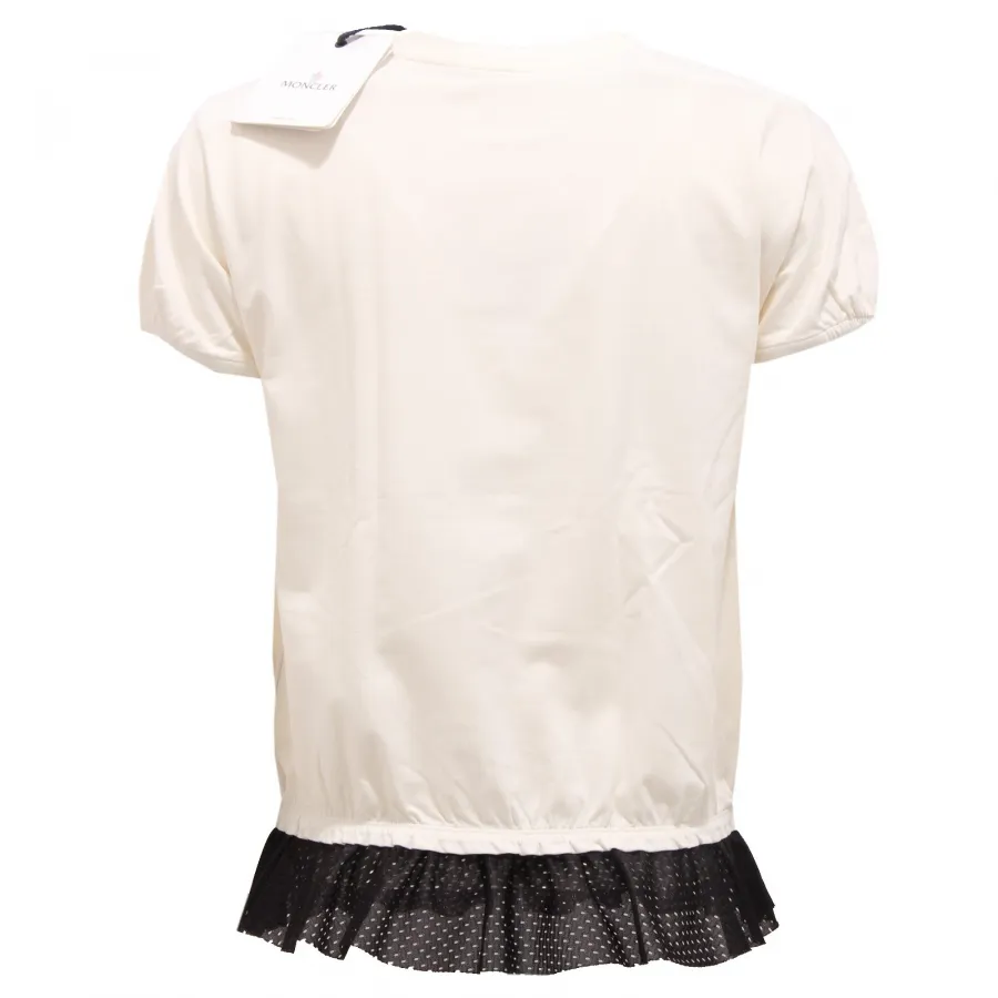 9147AA maglia bimba GIRL MONCLER white forata perforated bottom t-shirt
