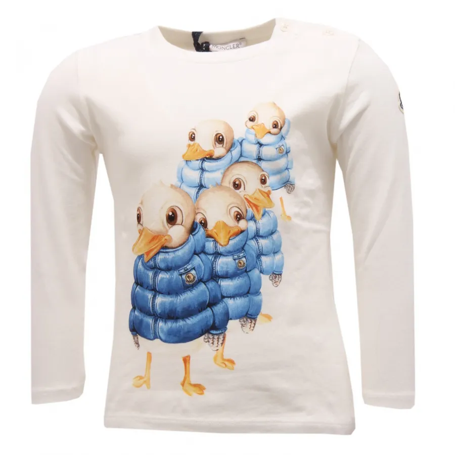 9167R maglia bimba MONCLER cotone avorio girocollo t-shirt kid