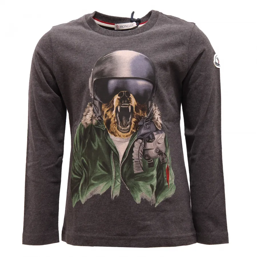 9211R maglia bimbo MONCLER cotone grigio girocollo t-shirt kid