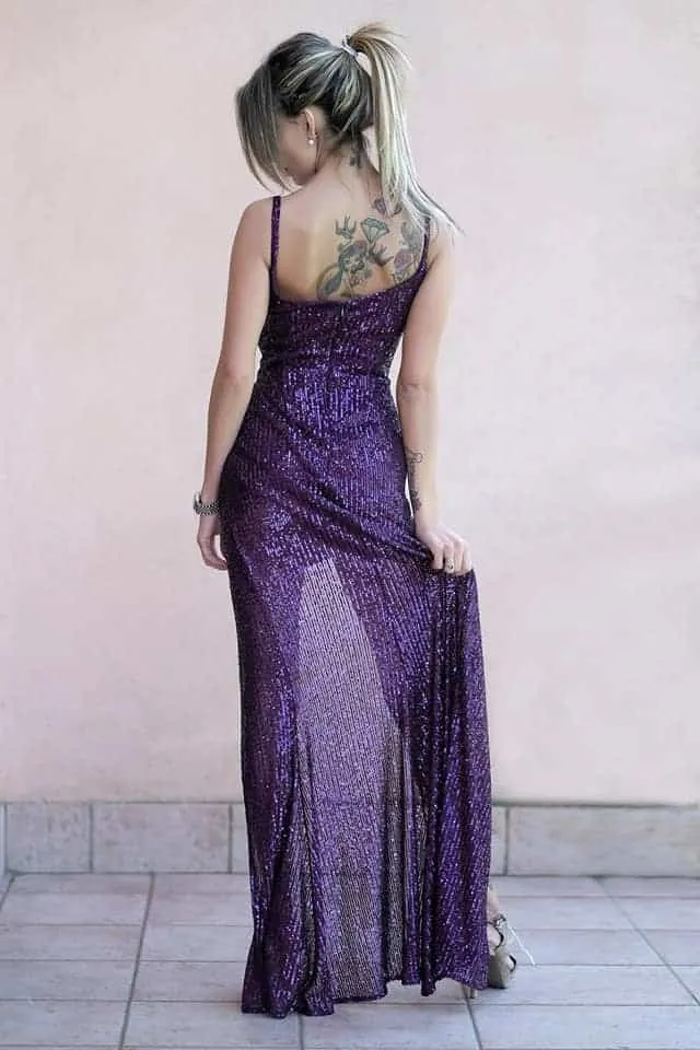 Abito lungo in micropaillettes (vari colori)