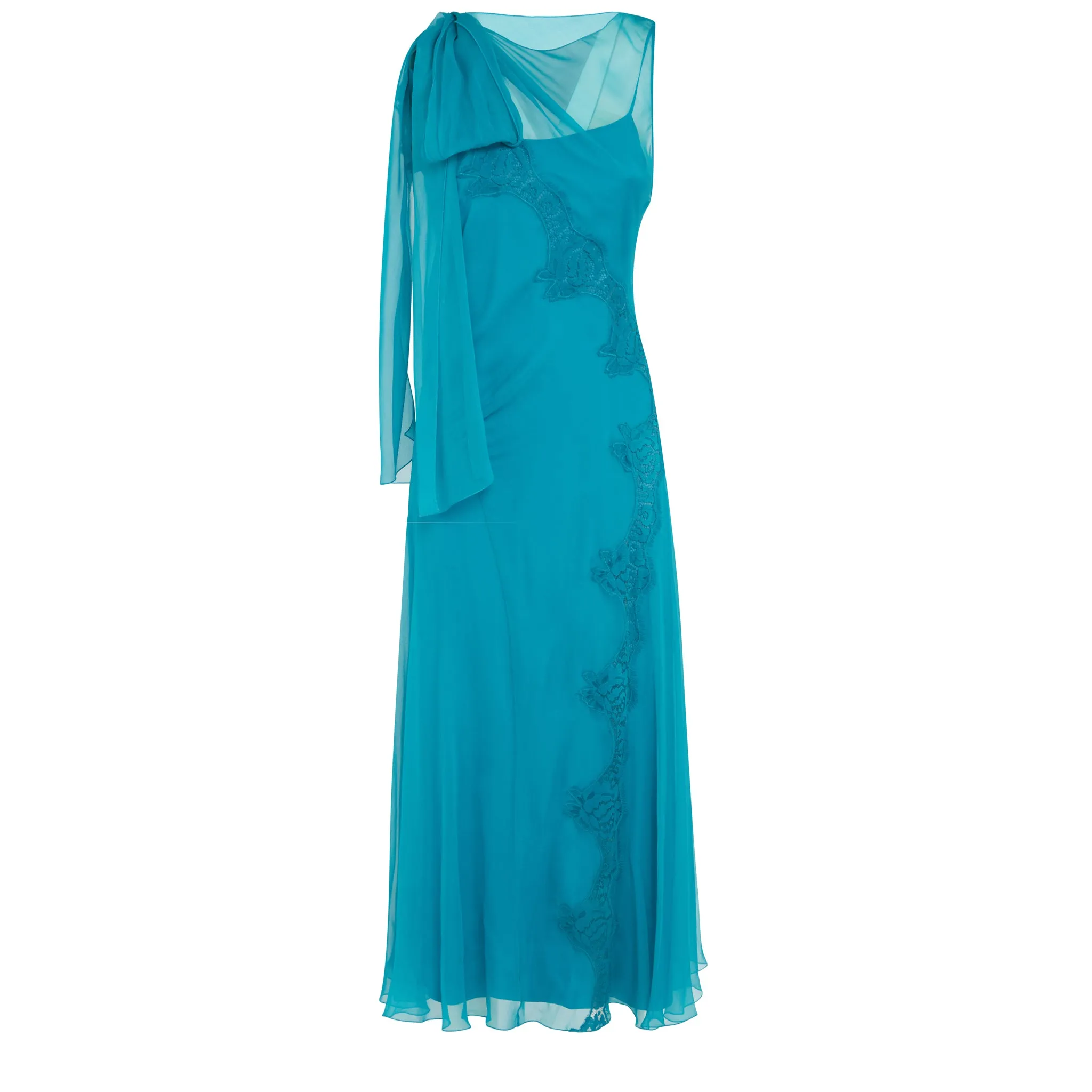 ALBERTA FERRETTI  Abito lungo in seta azzurro