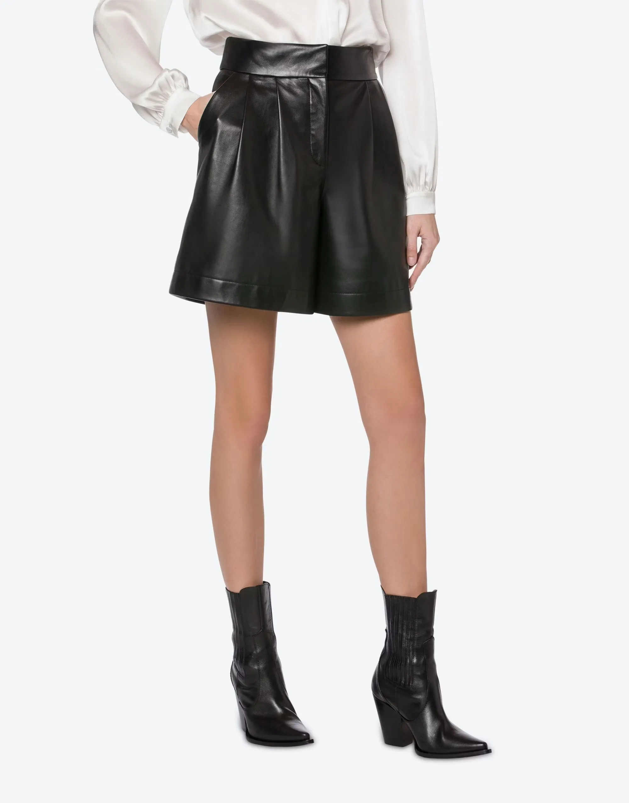 ALBERTA FERRETTI   SHORTS NERO IN PELLE