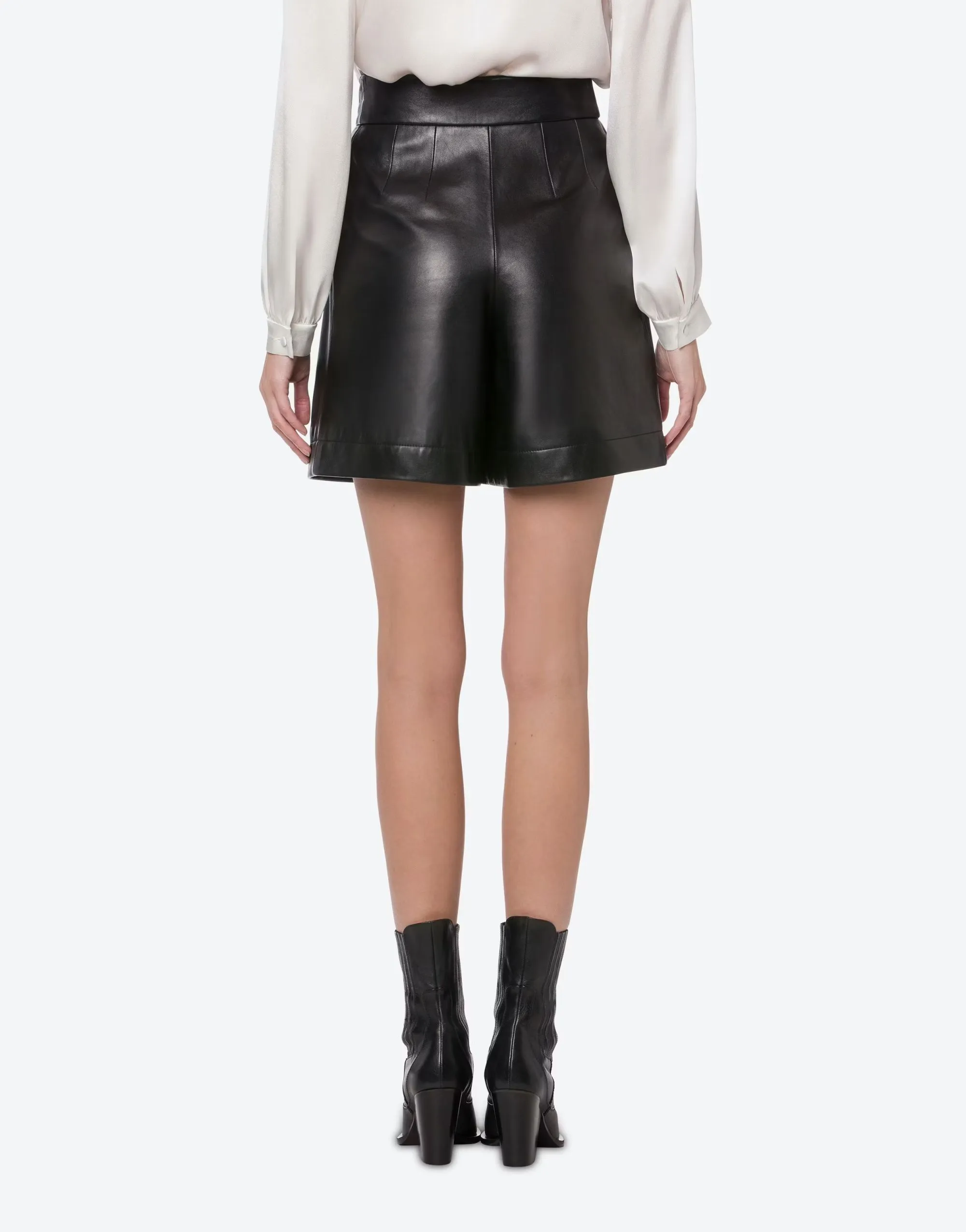 ALBERTA FERRETTI   SHORTS NERO IN PELLE