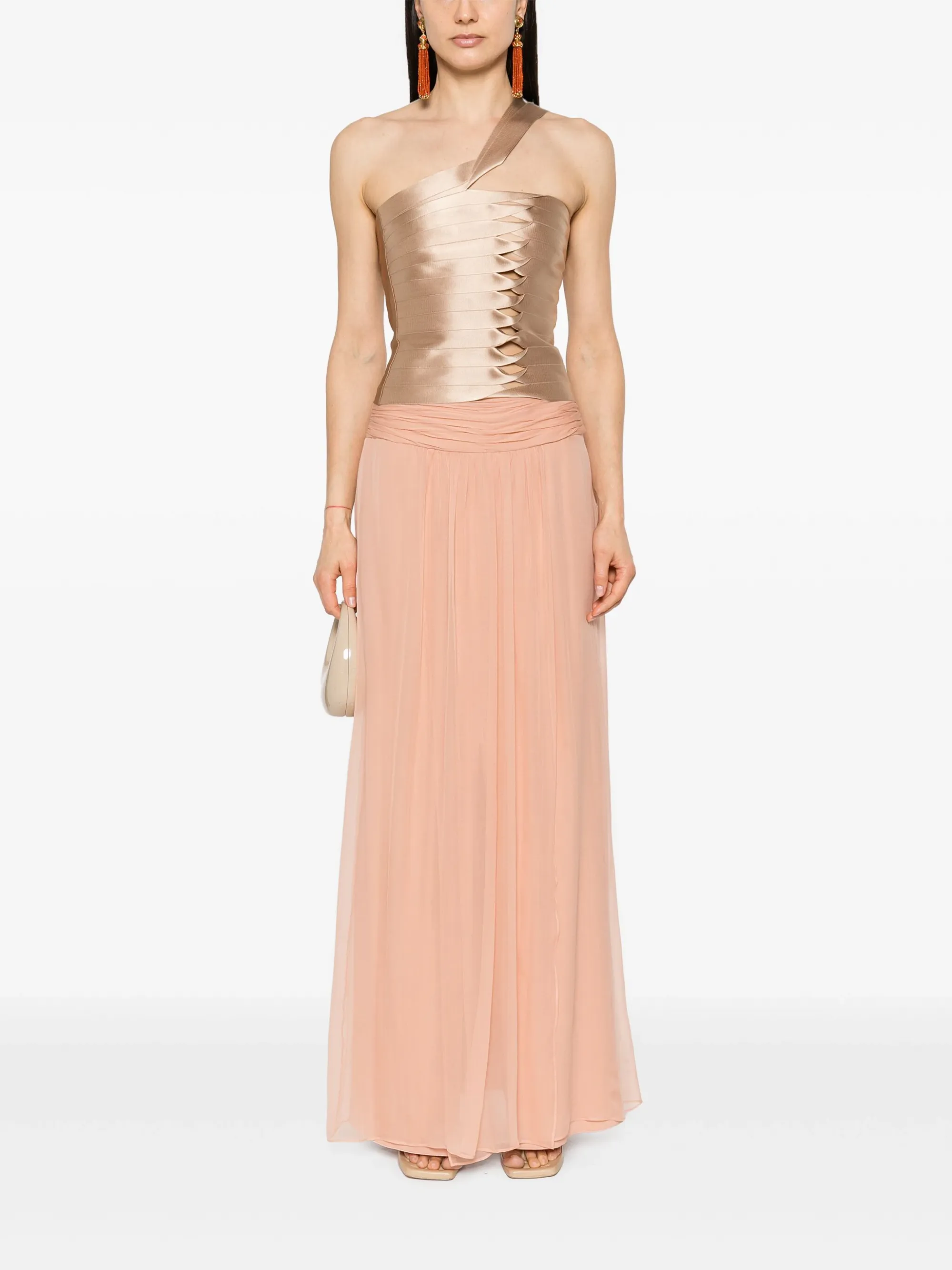 ALBERTA FERRETTI   TOP BEIGE IN RASO