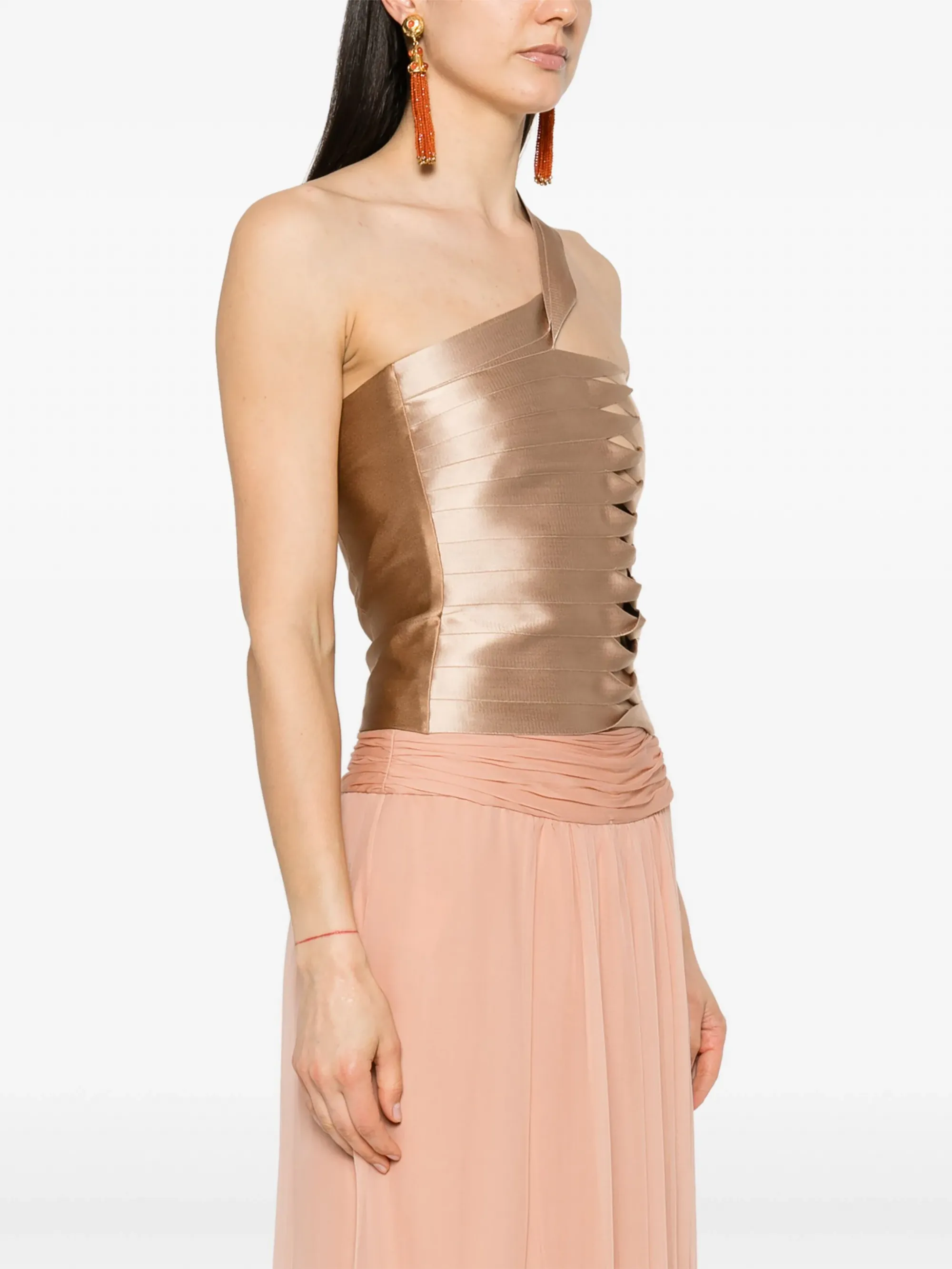 ALBERTA FERRETTI   TOP BEIGE IN RASO