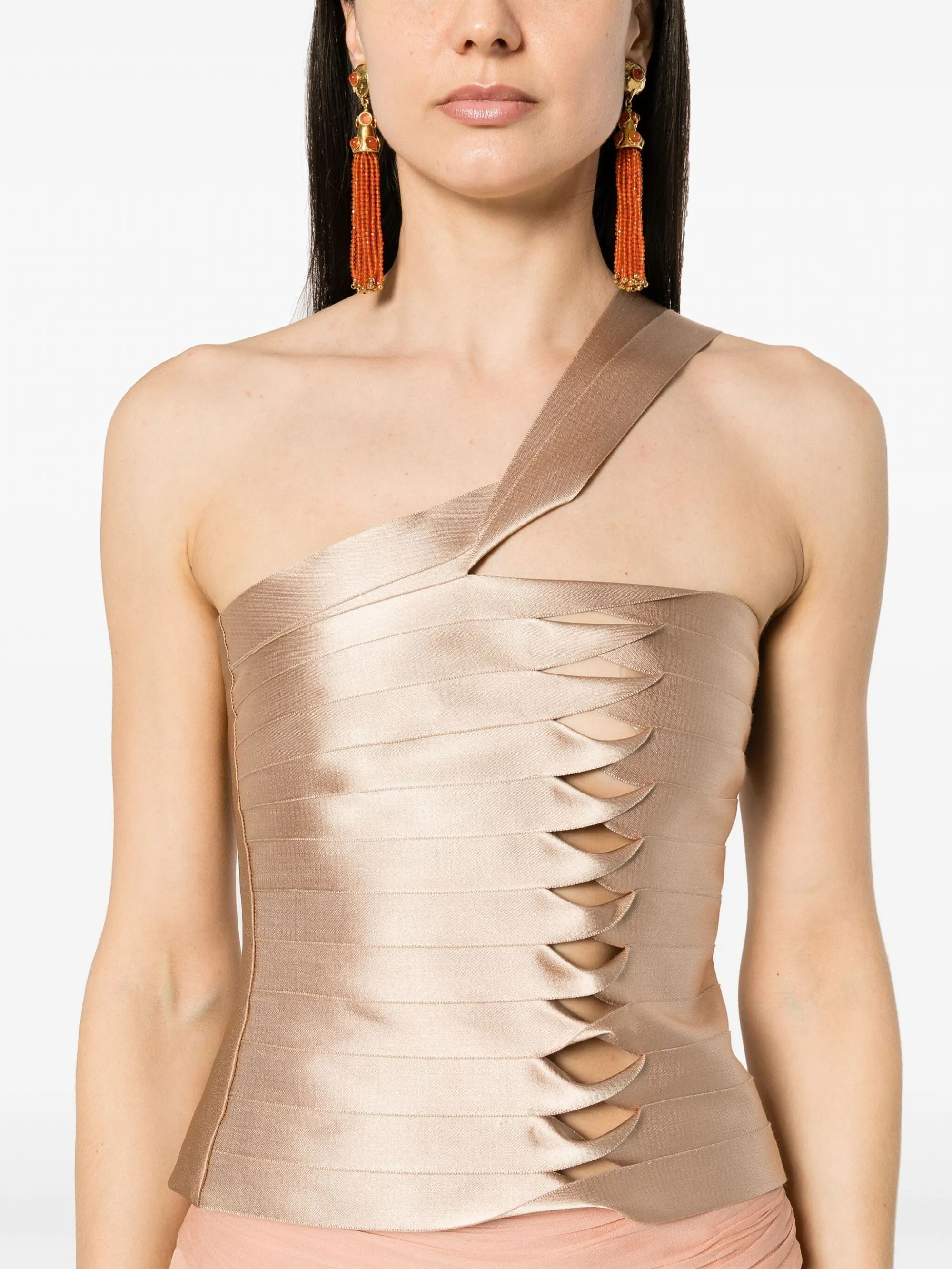 ALBERTA FERRETTI   TOP BEIGE IN RASO
