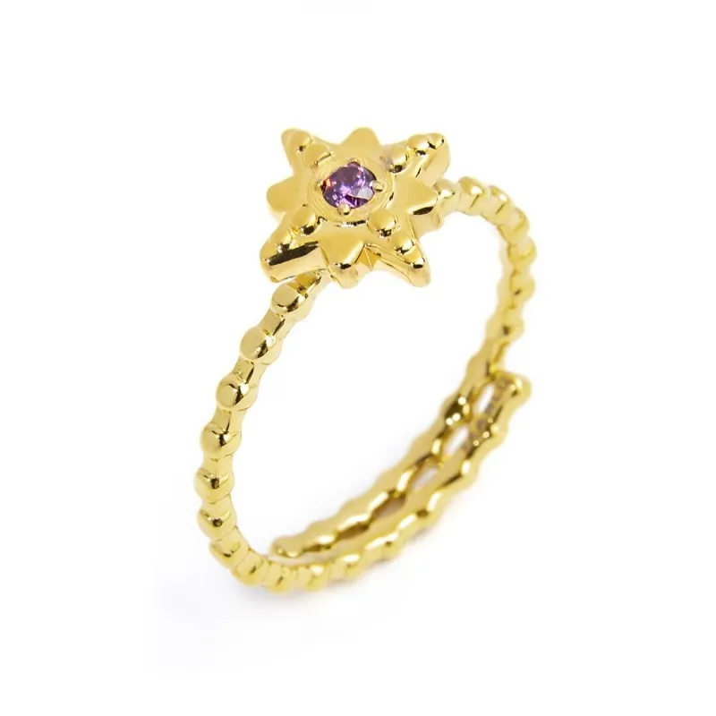 Anello rosa dei venti con zircone