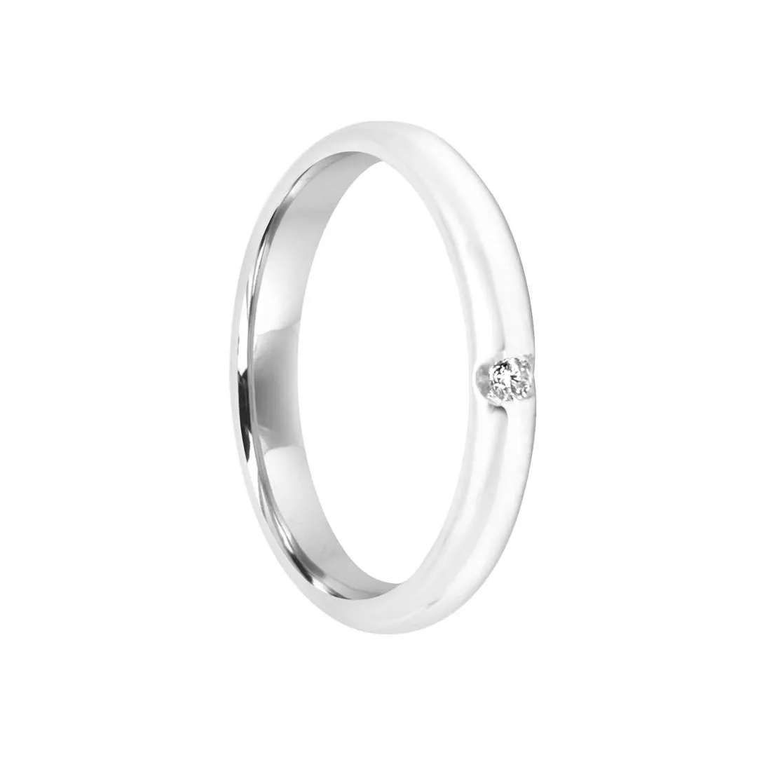 Anello solitario in oro bianco con diamante , misura 16