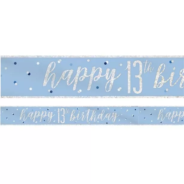 Banner per il 13 ° compleanno blu scintillante 2,75 m