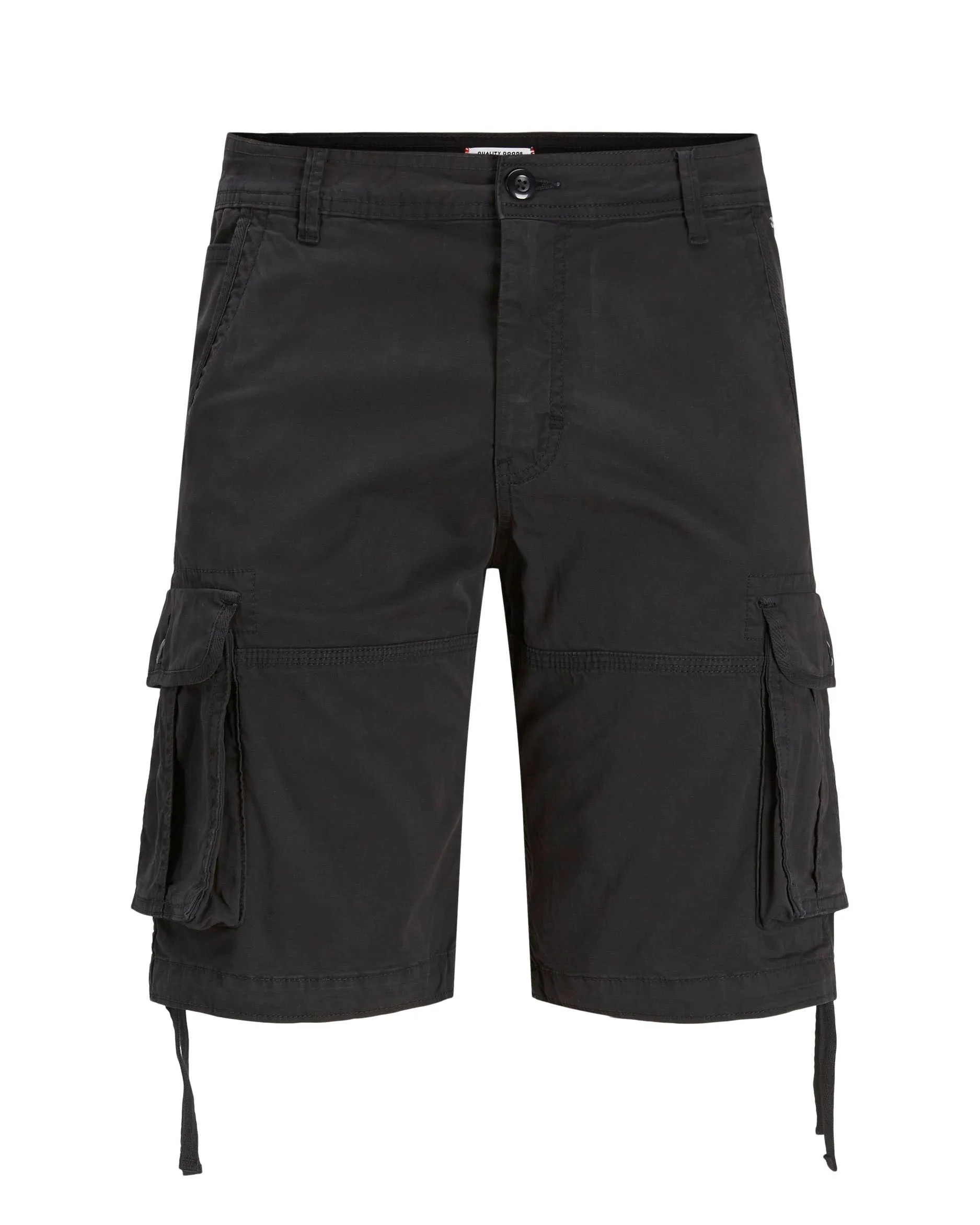 Bermuda cargo nero in cotone stretch loose-fit