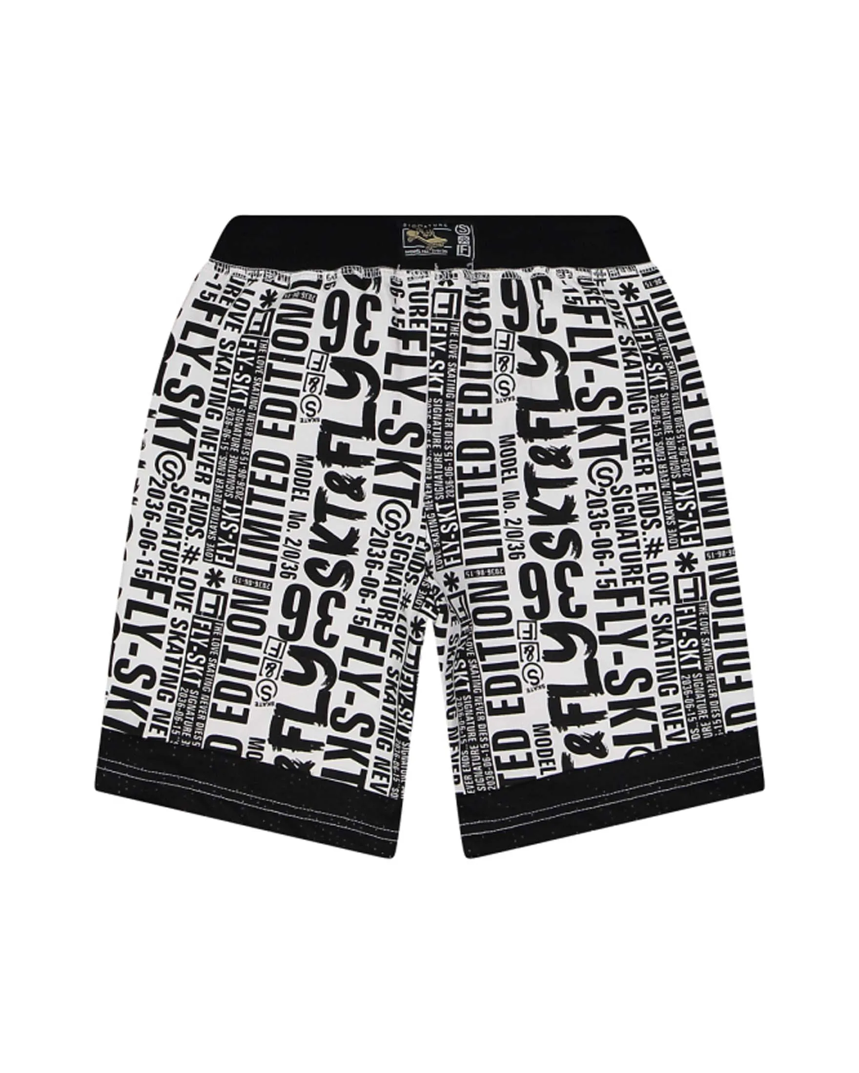 Bermuda in cotone bianco con stampa scritte nere all-over 8-14 anni