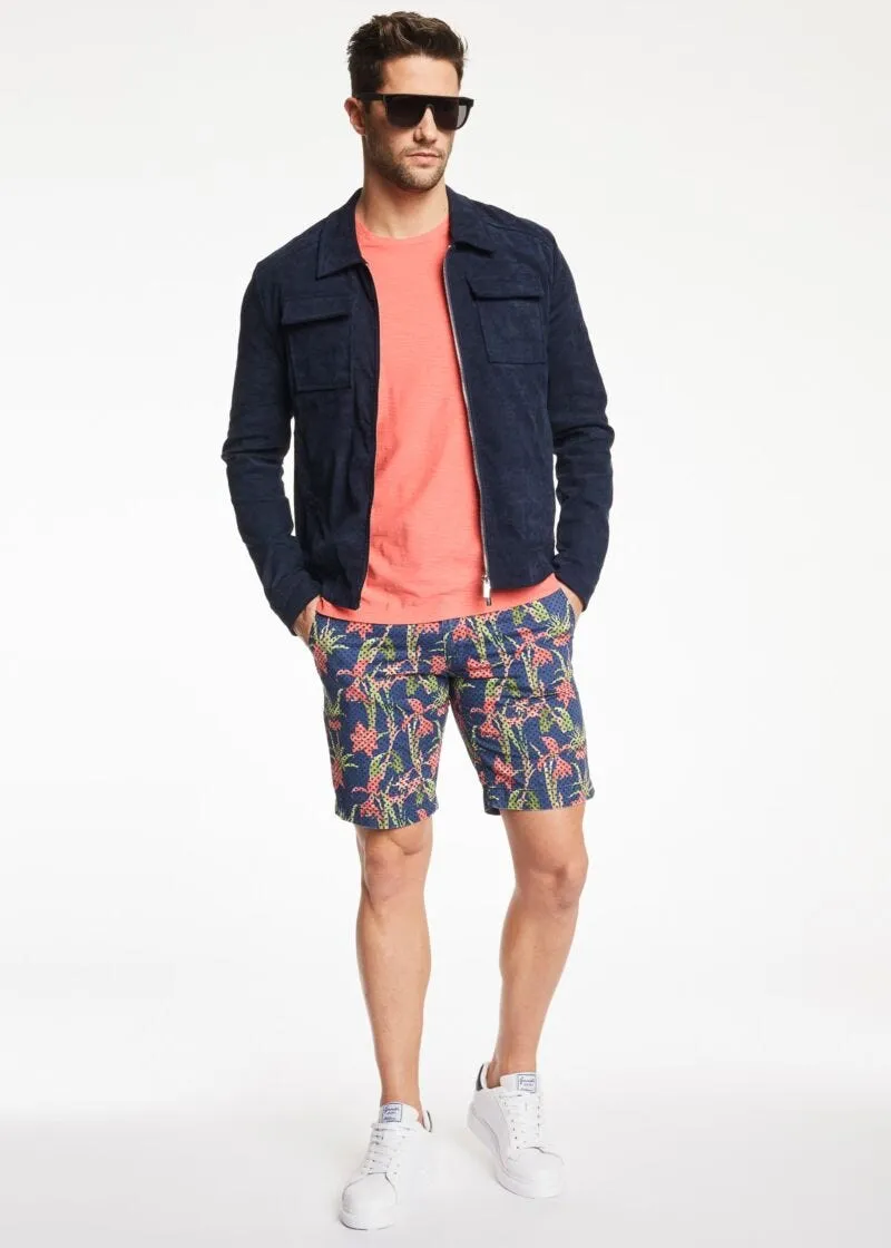 Bermuda in gabardina con fiori