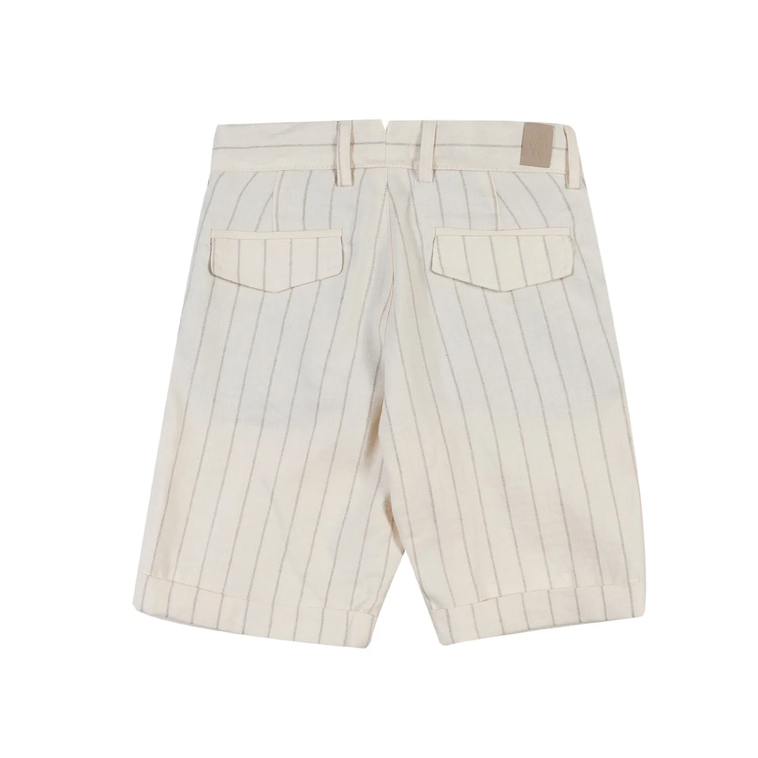 Bermuda Lino Bianco Latte A Righe Beige Bambino