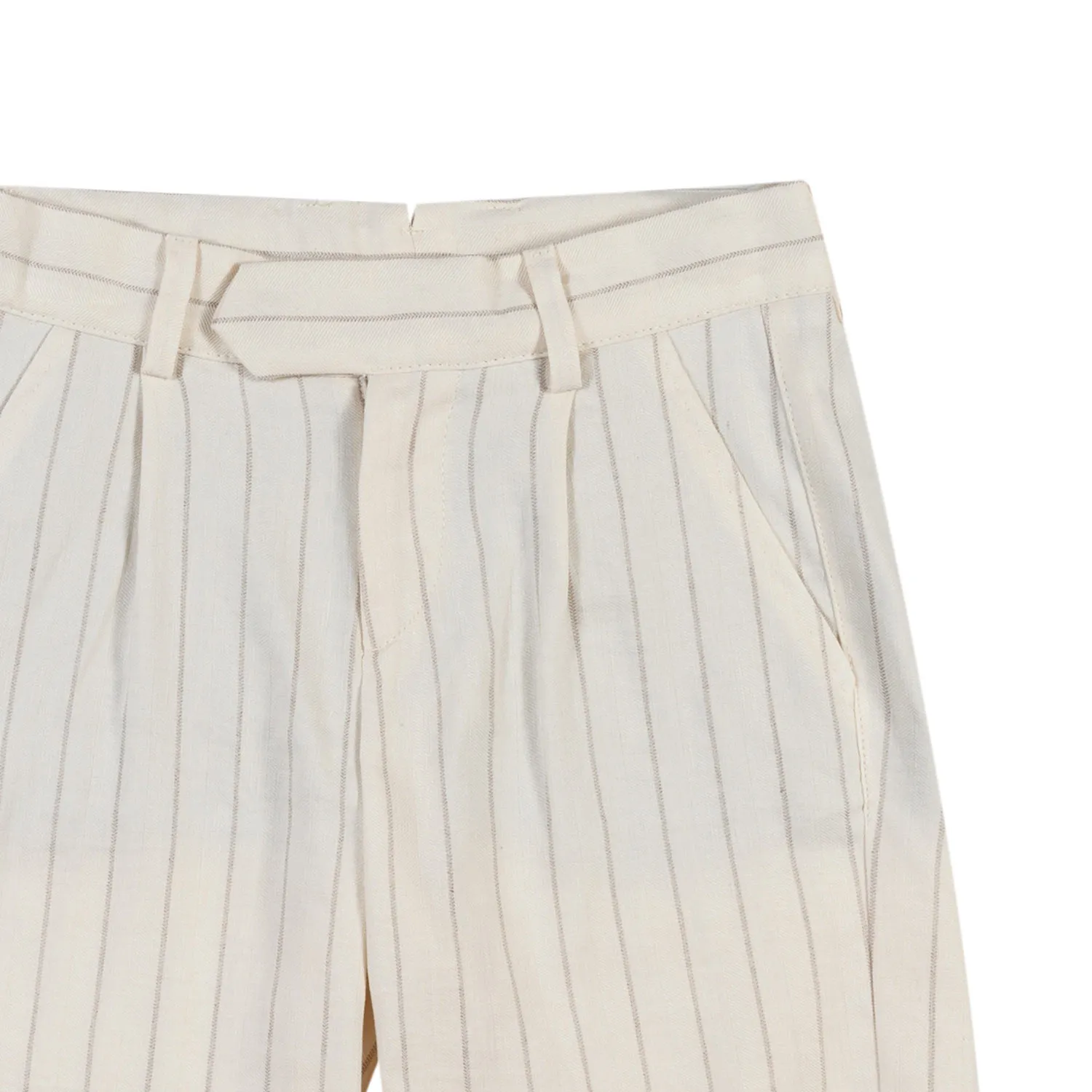 Bermuda Lino Bianco Latte A Righe Beige Bambino