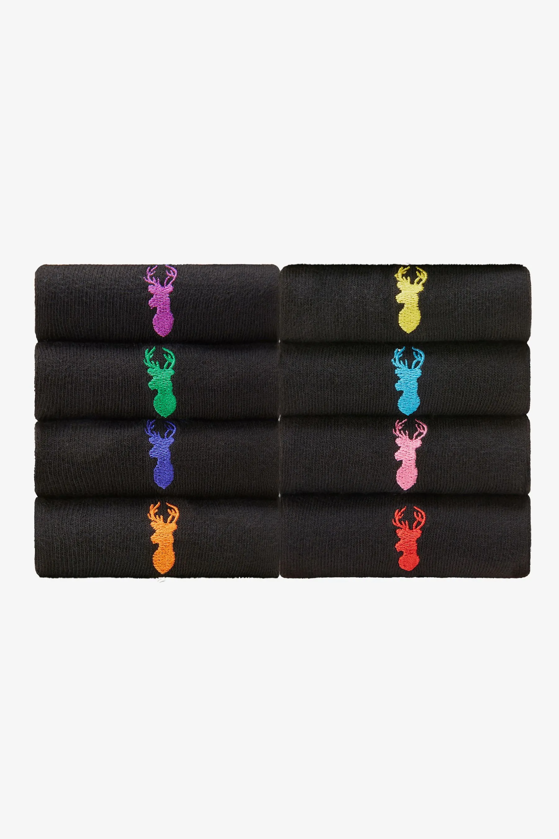 Black Multi Stag  - Calzini con ricami e cervo
