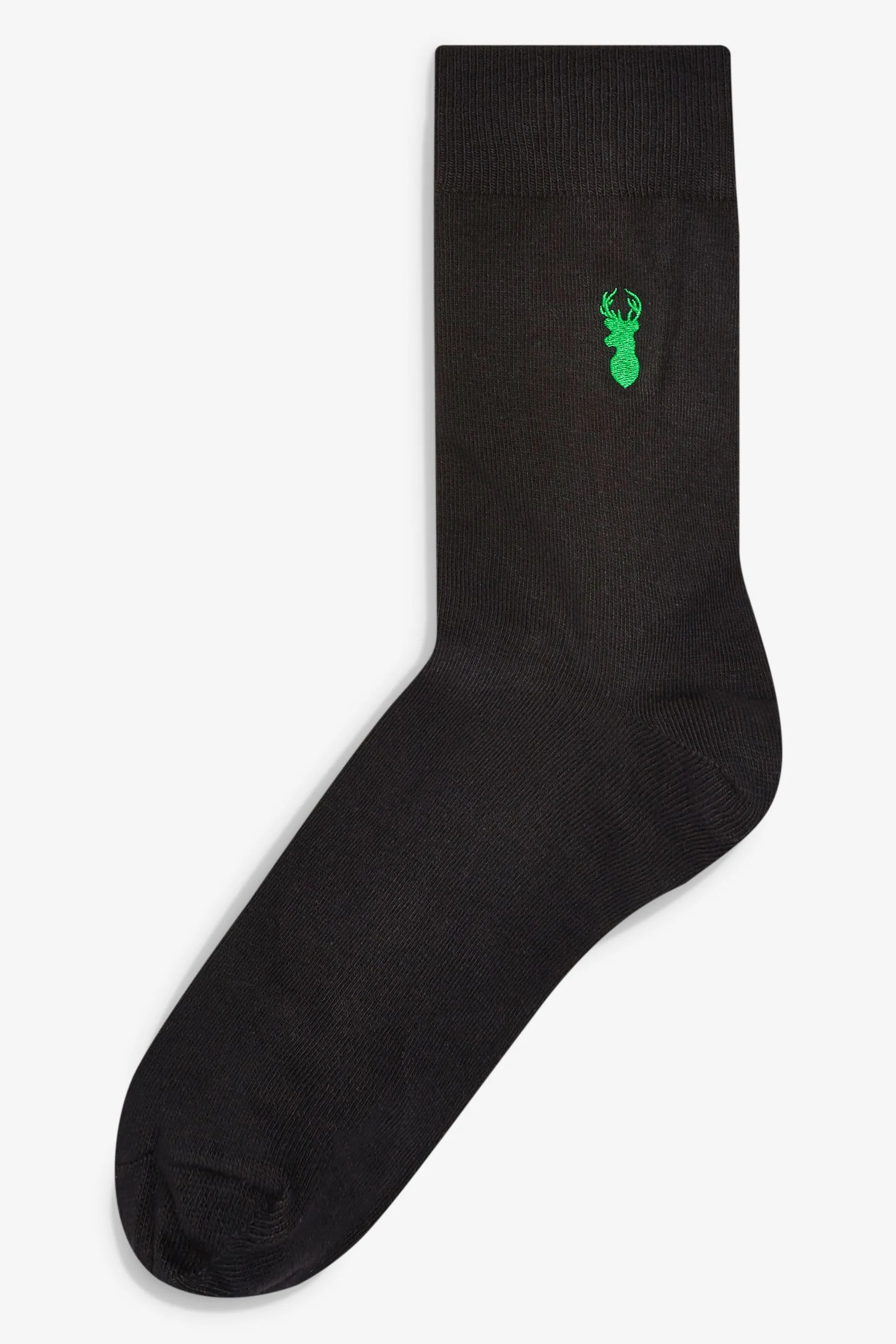 Black Multi Stag  - Calzini con ricami e cervo