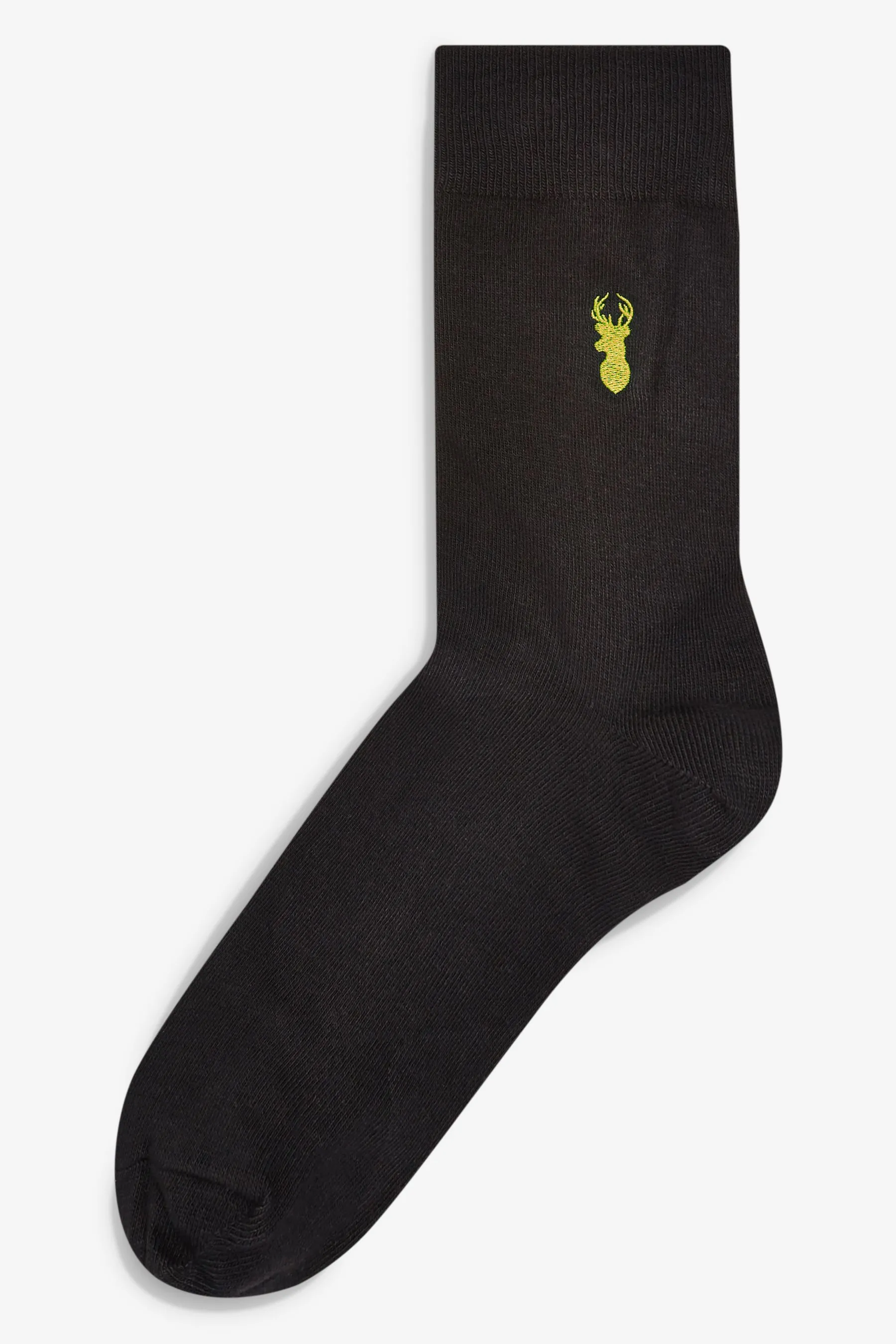 Black Multi Stag  - Calzini con ricami e cervo