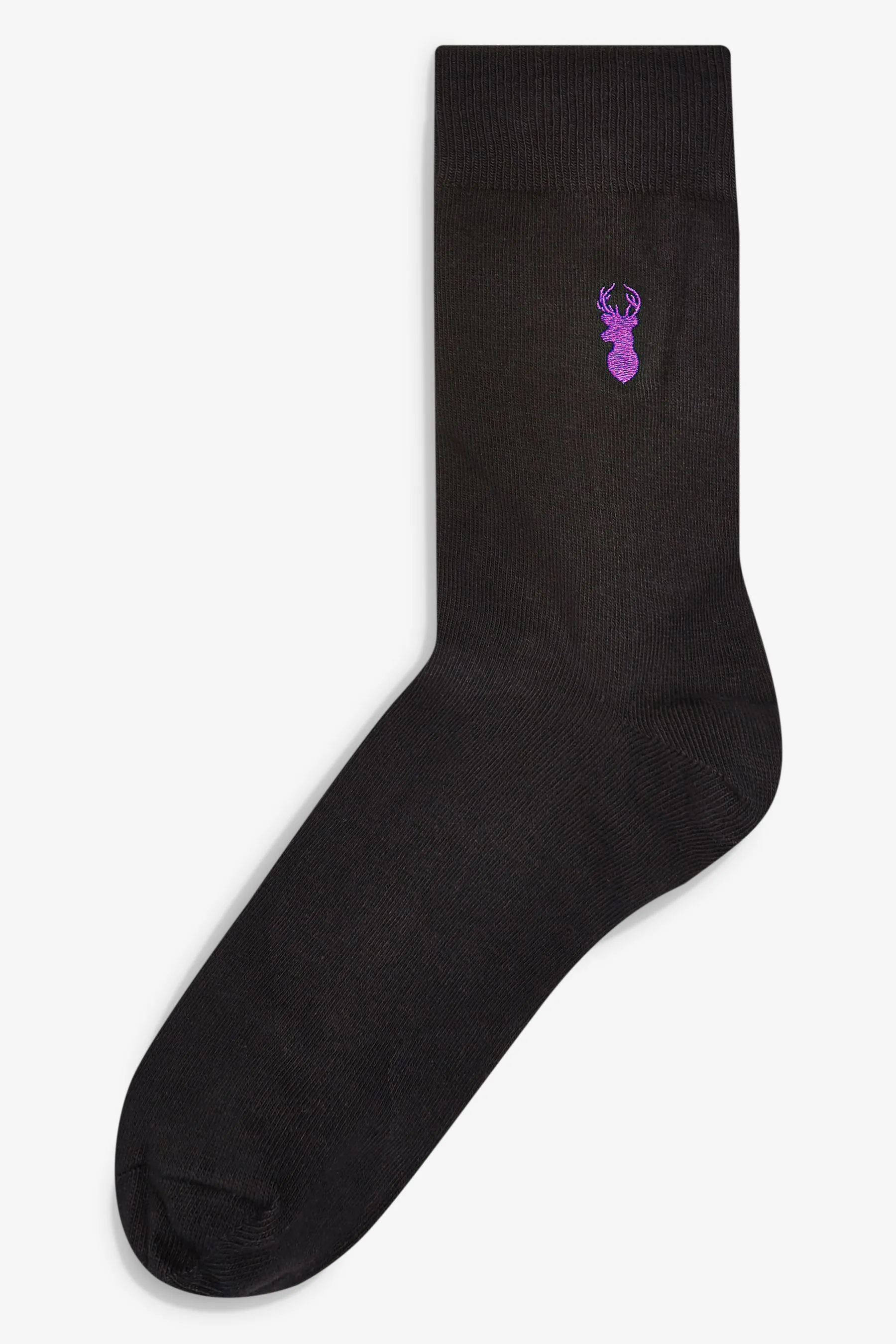 Black Multi Stag  - Calzini con ricami e cervo