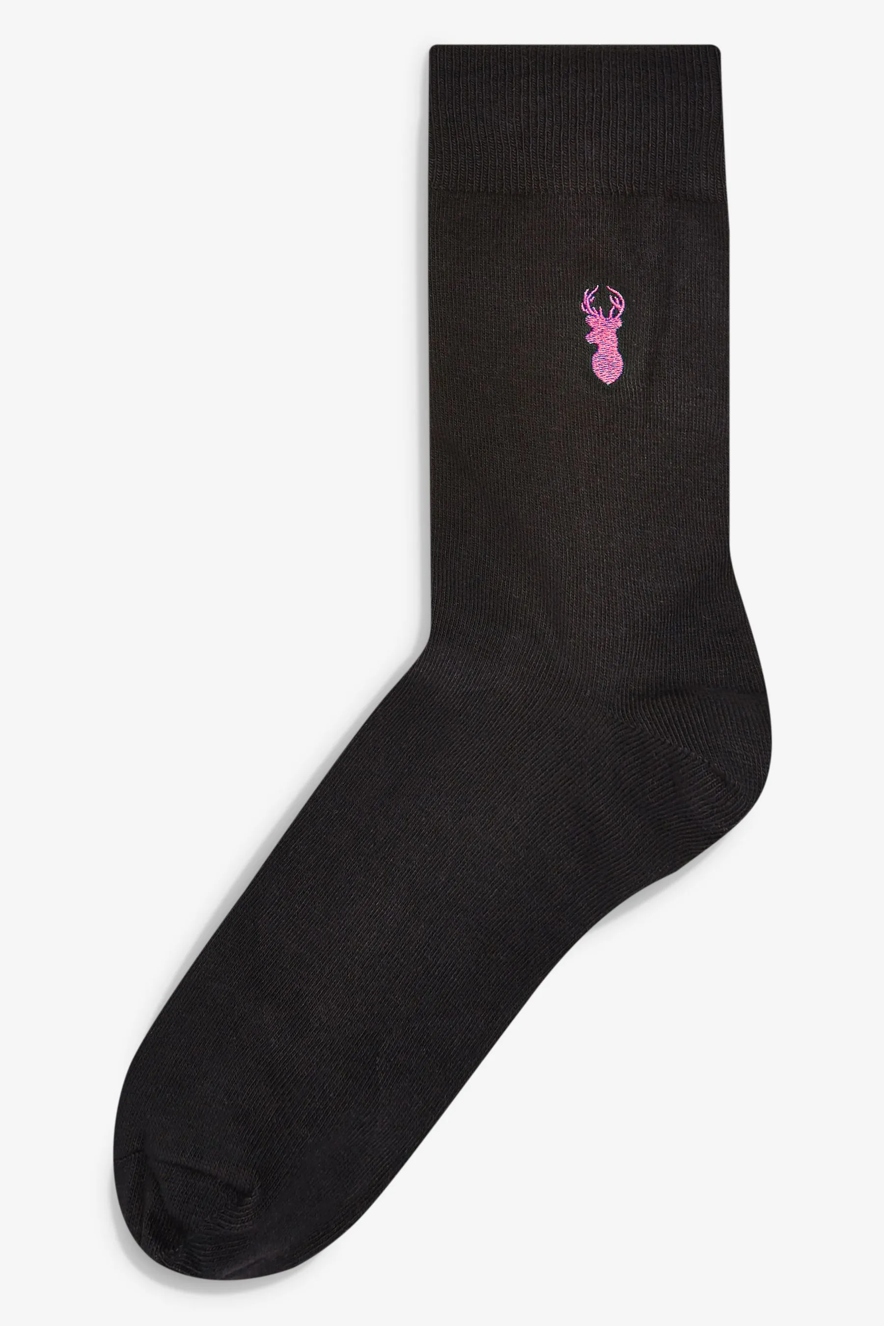 Black Multi Stag  - Calzini con ricami e cervo