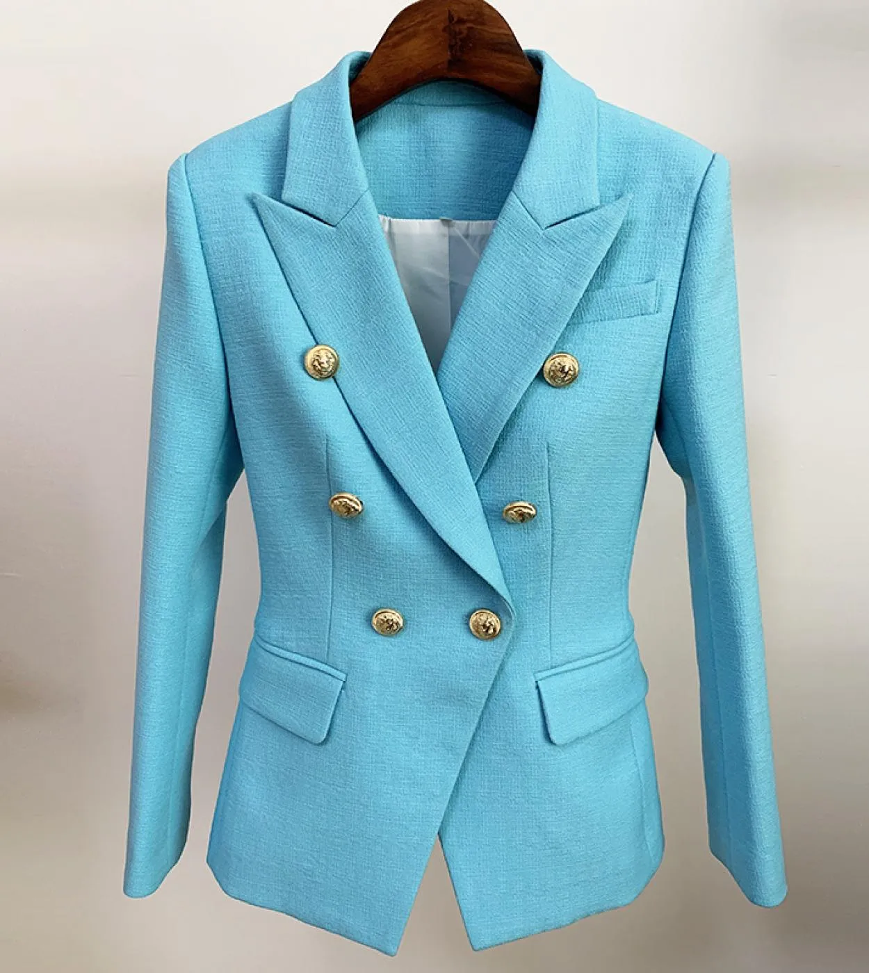 Blazer in lino di cotone Giacche da donna Spring New Blazer da donna da donna con bottoni a doppio petto in verde blu nero bianc