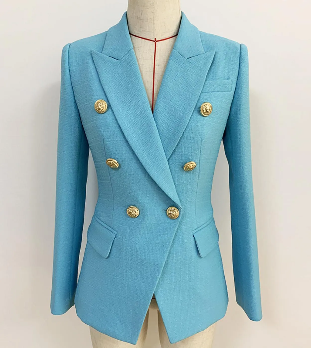 Blazer in lino di cotone Giacche da donna Spring New Blazer da donna da donna con bottoni a doppio petto in verde blu nero bianc