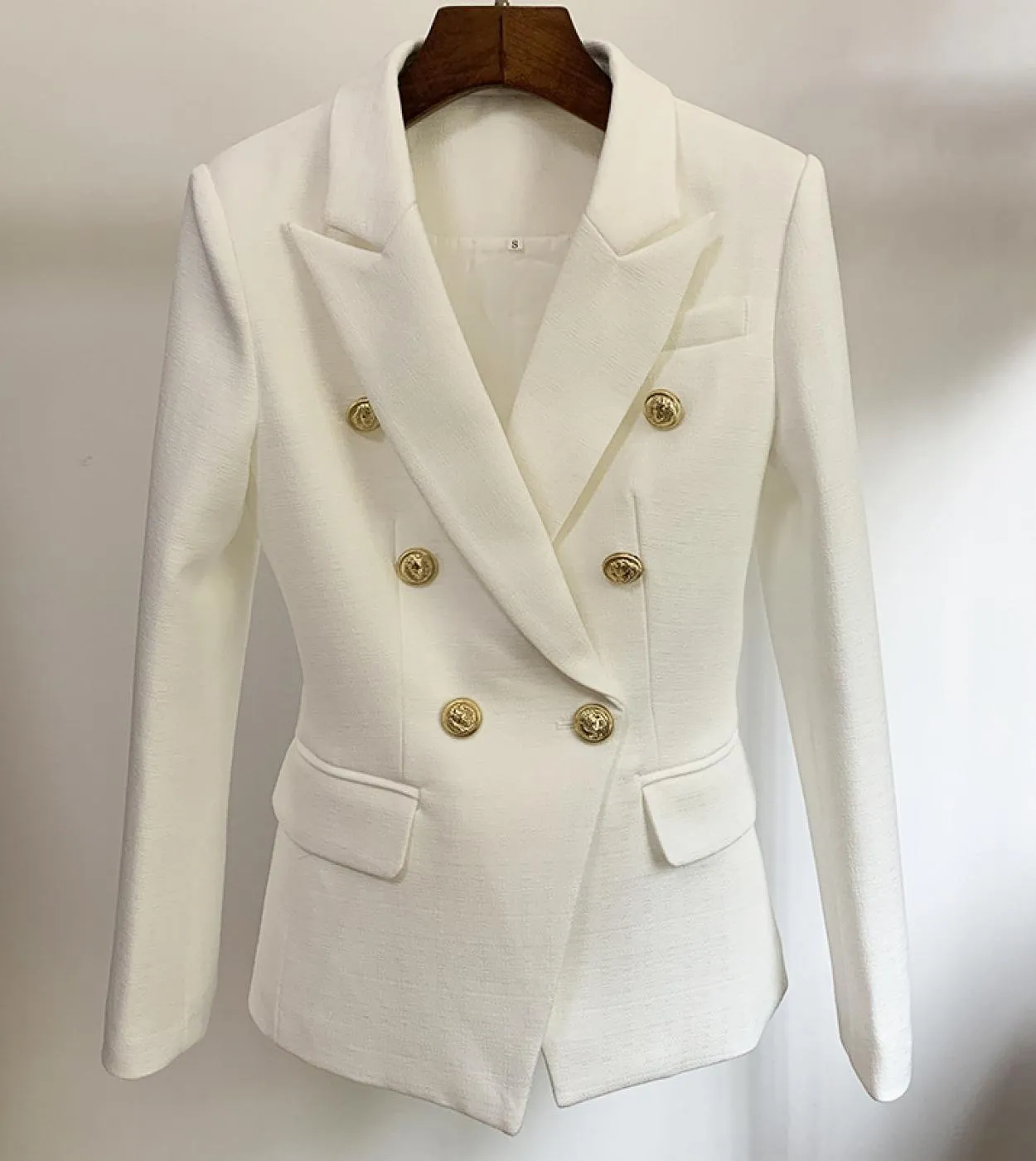 Blazer in lino di cotone Giacche da donna Spring New Blazer da donna da donna con bottoni a doppio petto in verde blu nero bianc