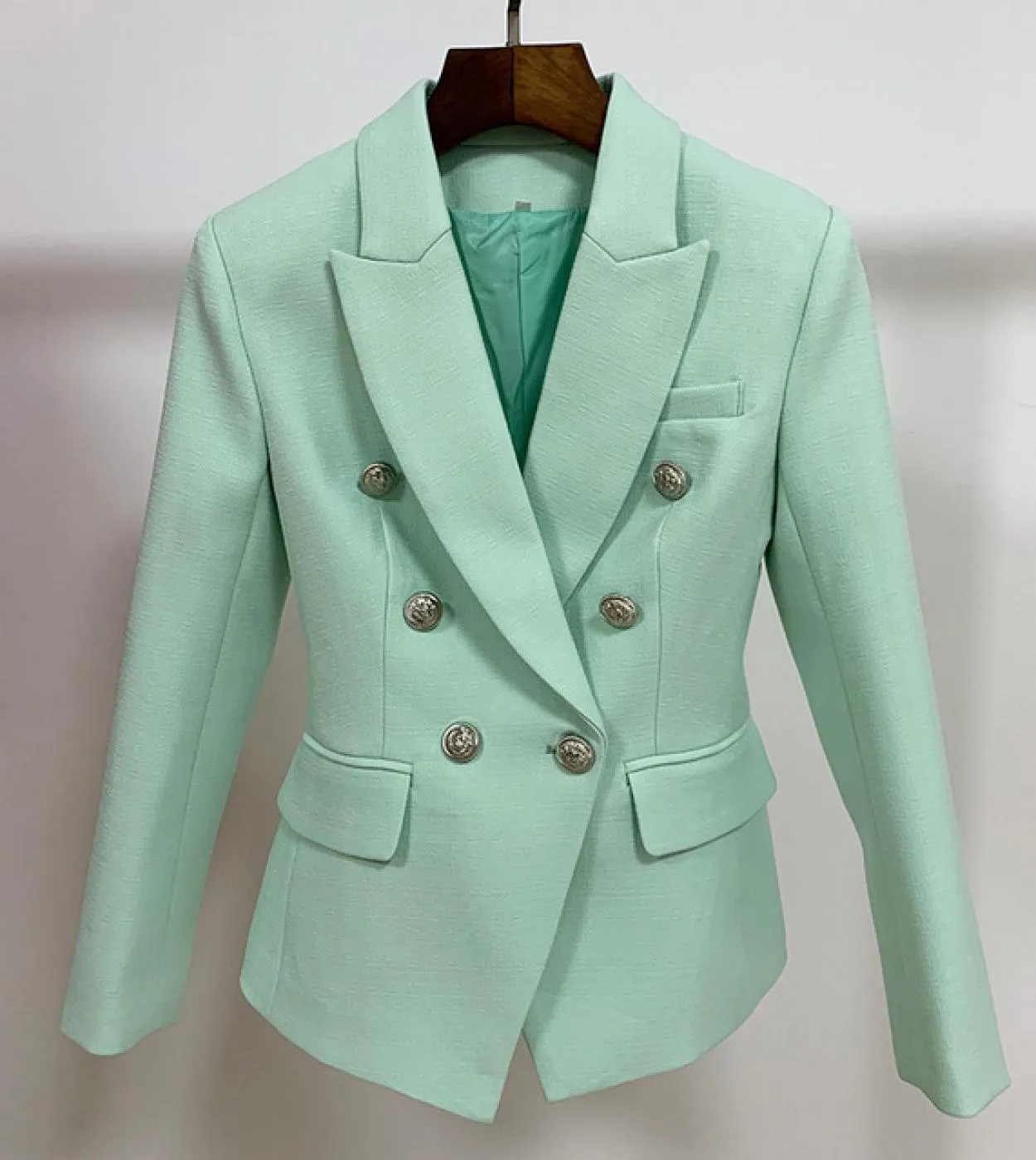 Blazer in lino di cotone Giacche da donna Spring New Blazer da donna da donna con bottoni a doppio petto in verde blu nero bianc