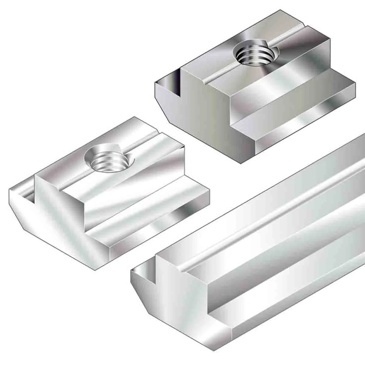 Blocco scorrevole Bosch Rexroth in Acciaio inossidabile, per profili da 40 mm → 60 mm, scalanatura da 10mm, M5, L. 20mm