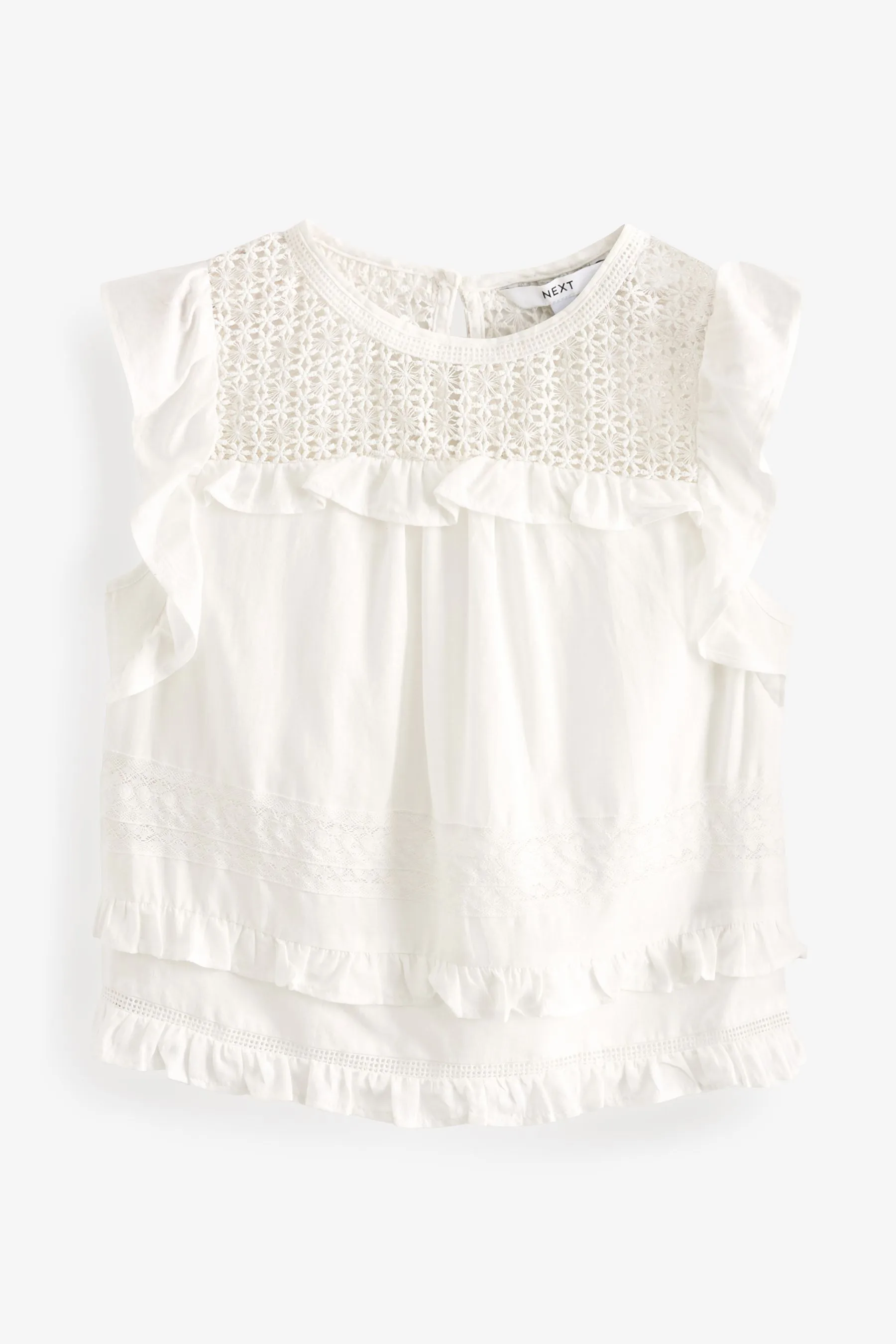 Blusa estiva con inserti Pizzo maniche e volant