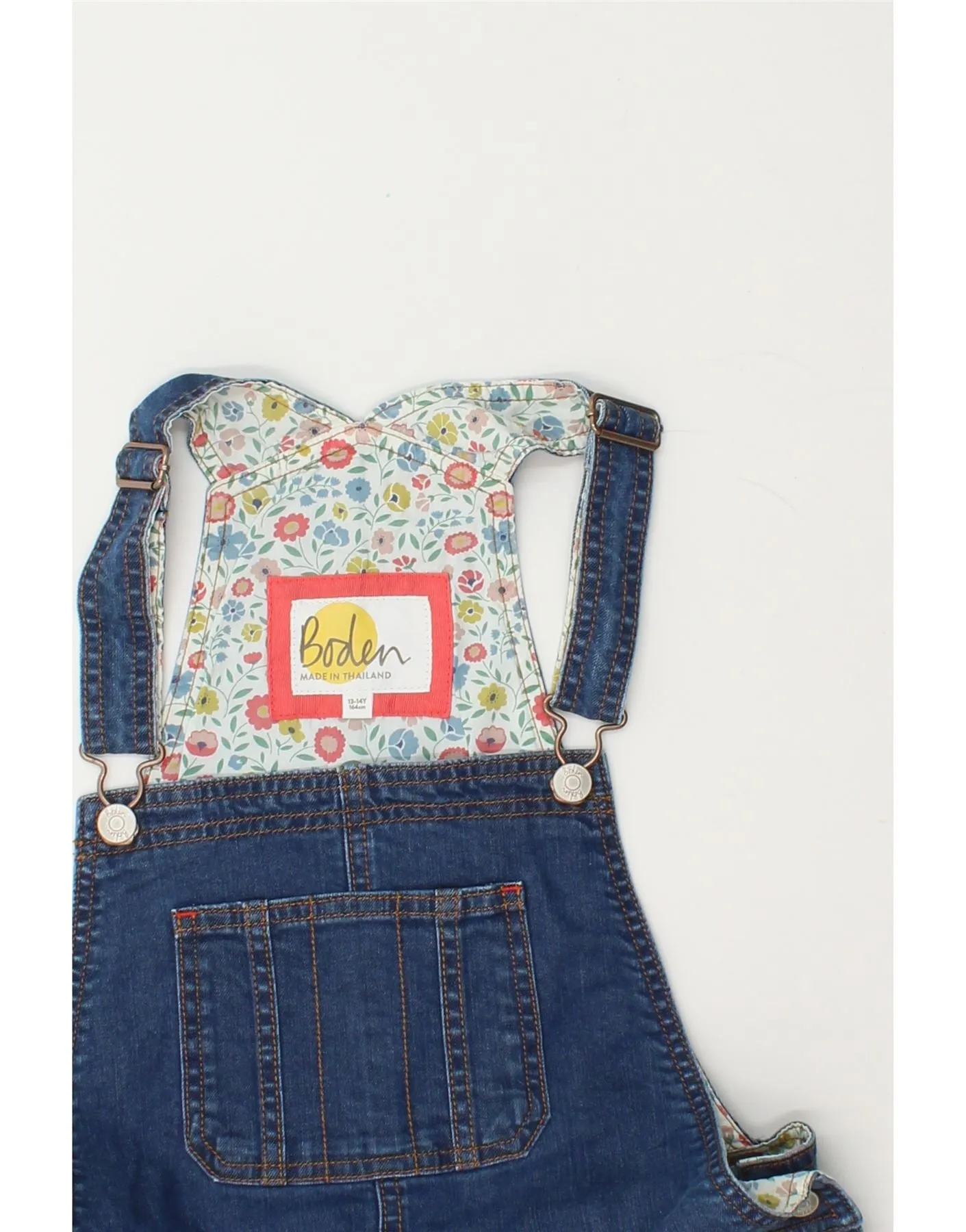 BODEN Girls Dungarees Denim Shorts 13-14 Years W28  Blue Cotton
