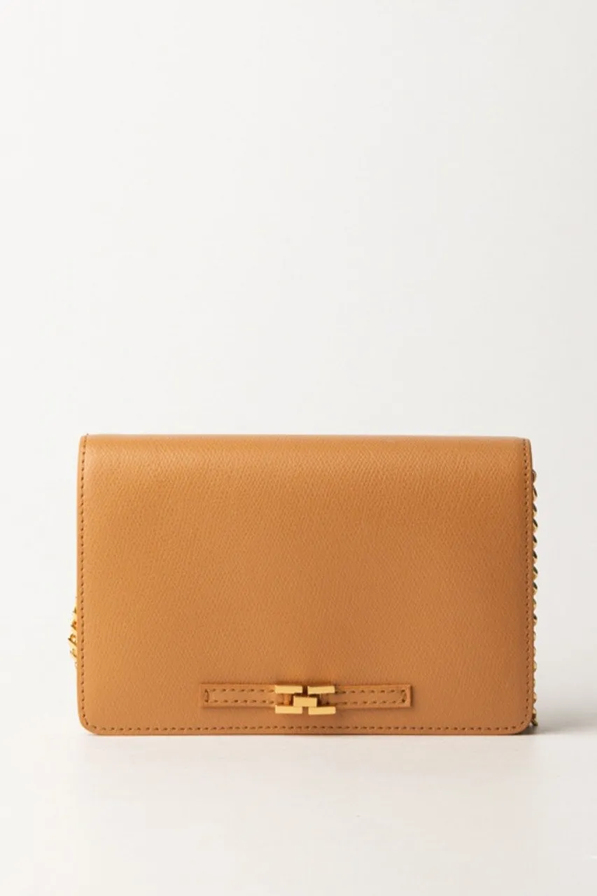 Borsa a tracolla effetto micro grana Caramello