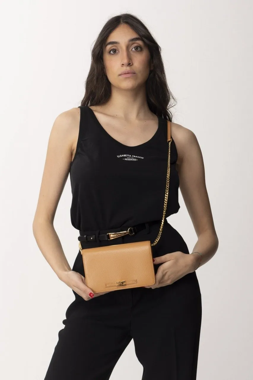 Borsa a tracolla effetto micro grana Caramello
