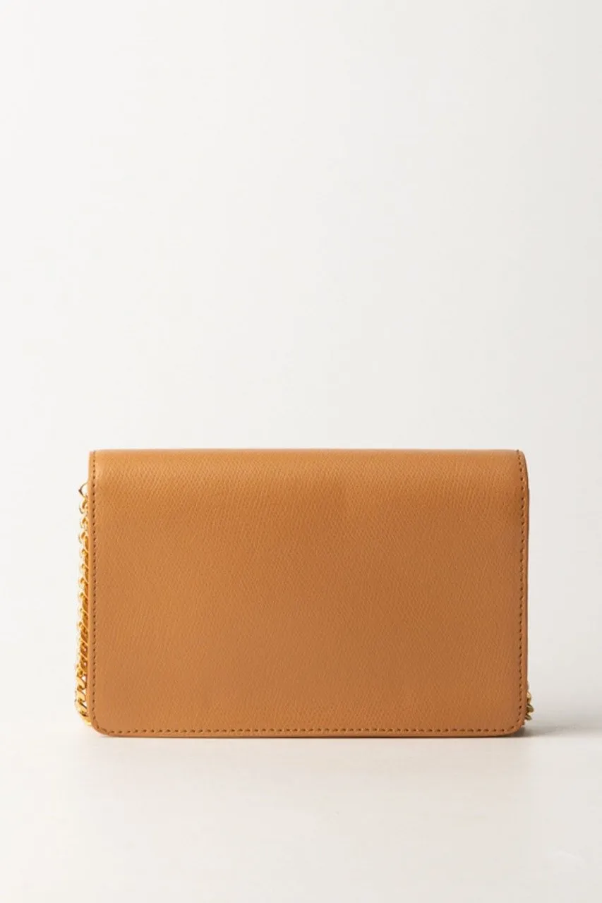 Borsa a tracolla effetto micro grana Caramello