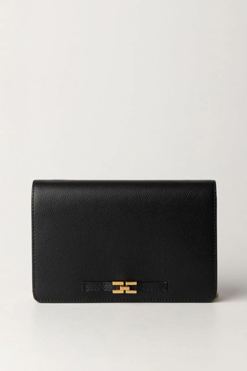 Borsa a tracolla effetto micro grana Nero