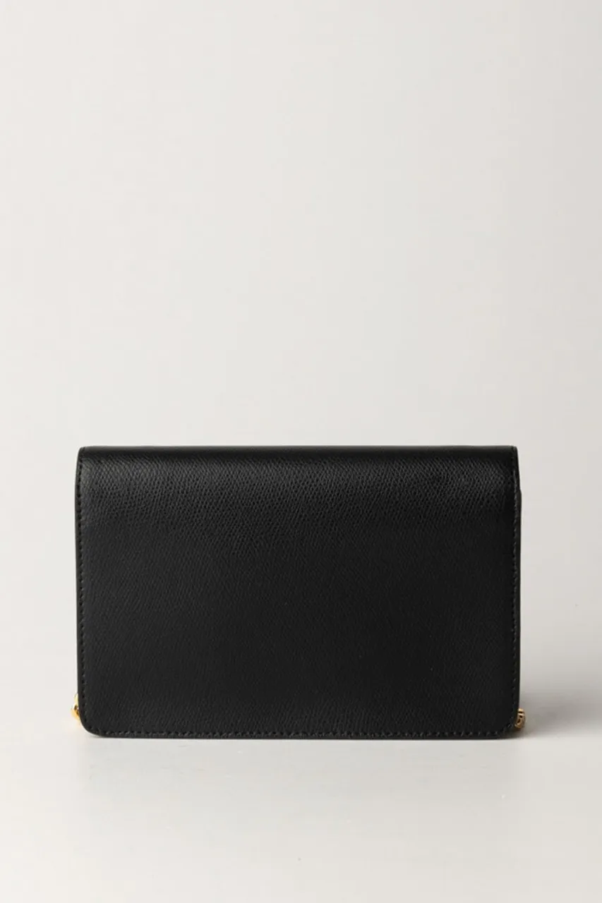 Borsa a tracolla effetto micro grana Nero