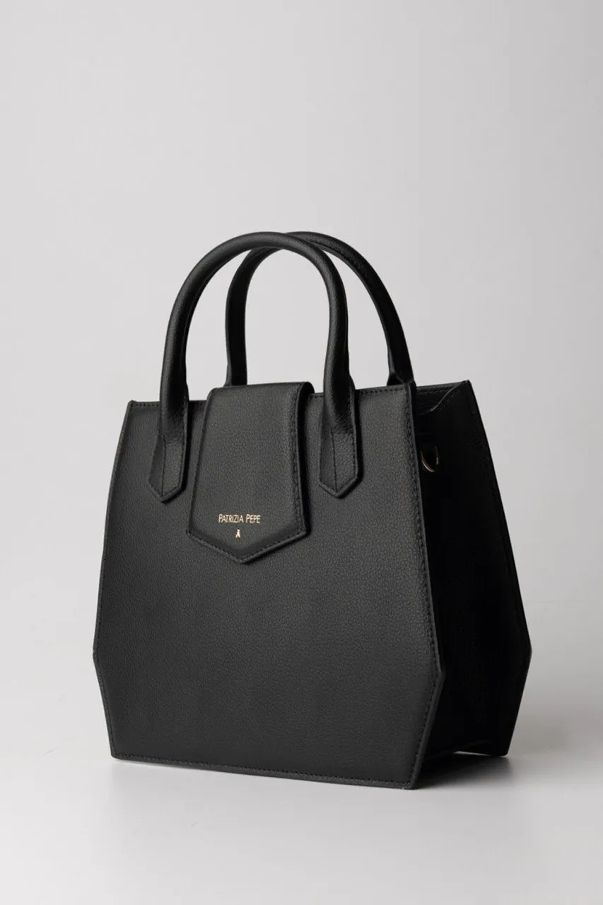 Borsa media a tracolla con patta Nero
